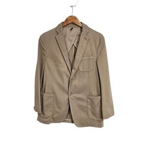 Bugatchi Beige Khaki Cotton Blend 2 Button Unlined Blazer Sport Coat Size 40